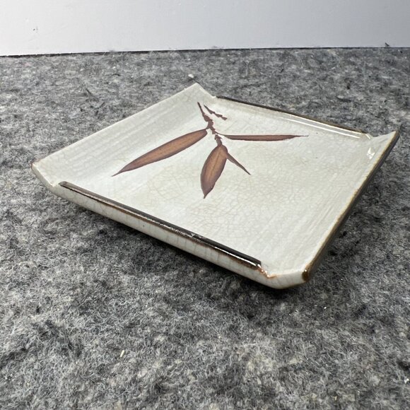 VTG Otagiri Japanese Bamboo Small Square Sushi Trinket Dish 4.75" Japan - Picture 9 of 13